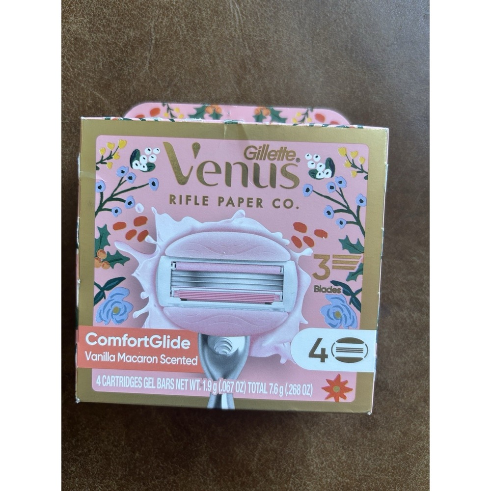 Gillette Venus ComfortGlide Vanilla Macaroon, 3-Blade Razor Refill 4 Count Gel